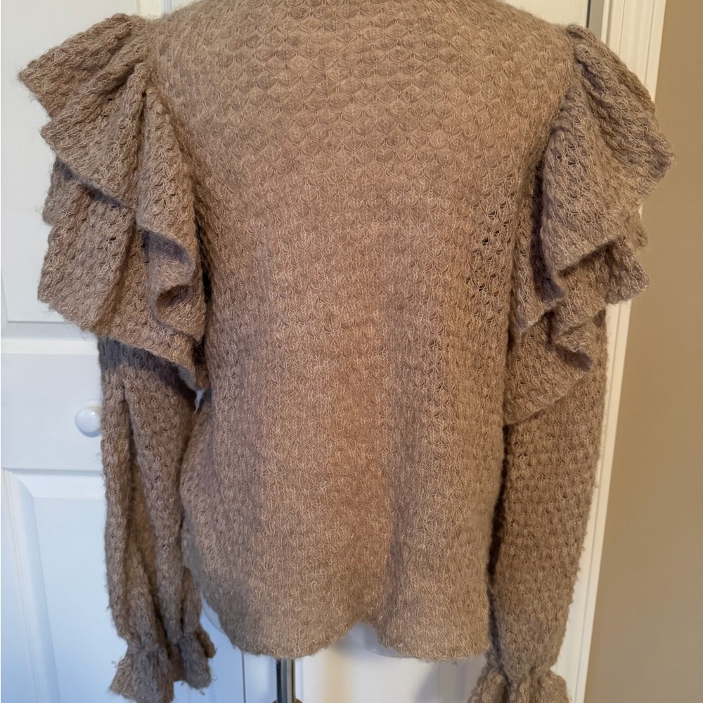 Ulla Johnson Beige Ruffled Turtleneck Sweater - Picture 4 of 7